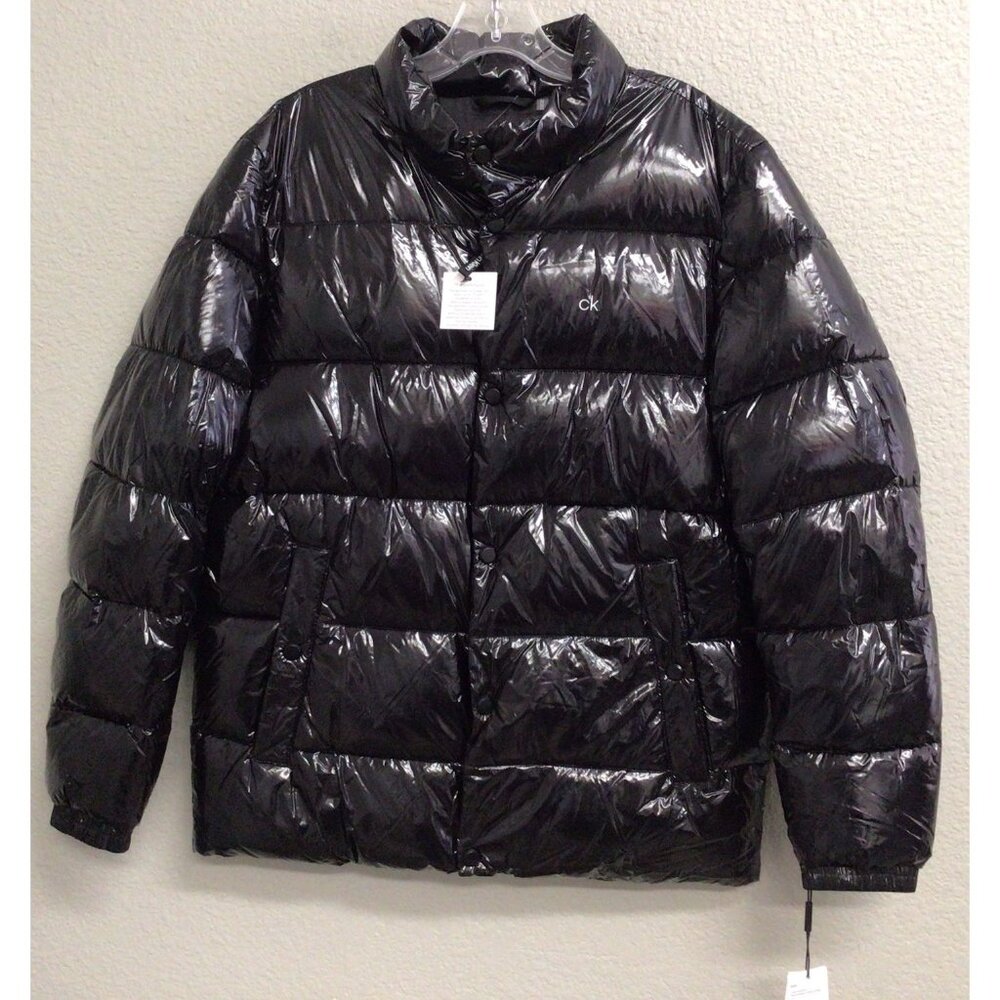 Calvin Klein NWT Sonora Aura Gloss Shiny Puffer Jacket Black Men’s Medium $225